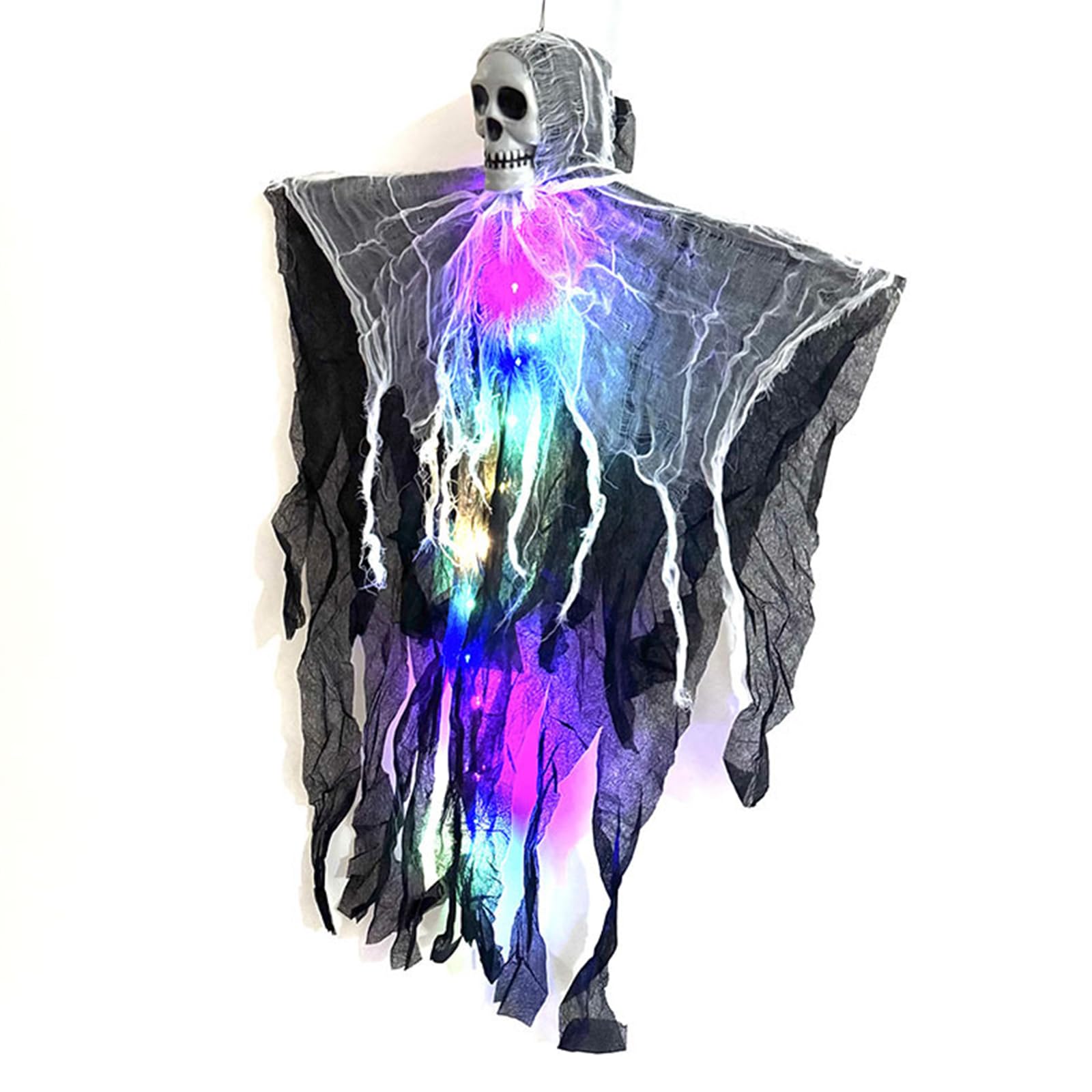 Msioytog Halloween Skeleton Specter with Light Hanging Specter Ornament for Festivities Holiday Haunts House Decoration Halloween Skeleton with Light