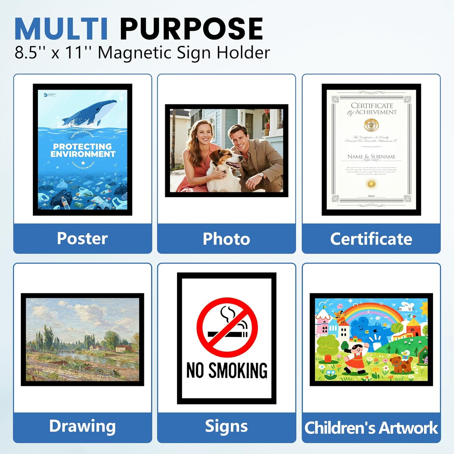 50 Pack Magnetic Sign Holder, 8.5in x 11in Self Adhesive Wall Mount Magnetic Document Holder, Magnetism Border Sign Holder with Transparent PVC Front Cover - Image 6