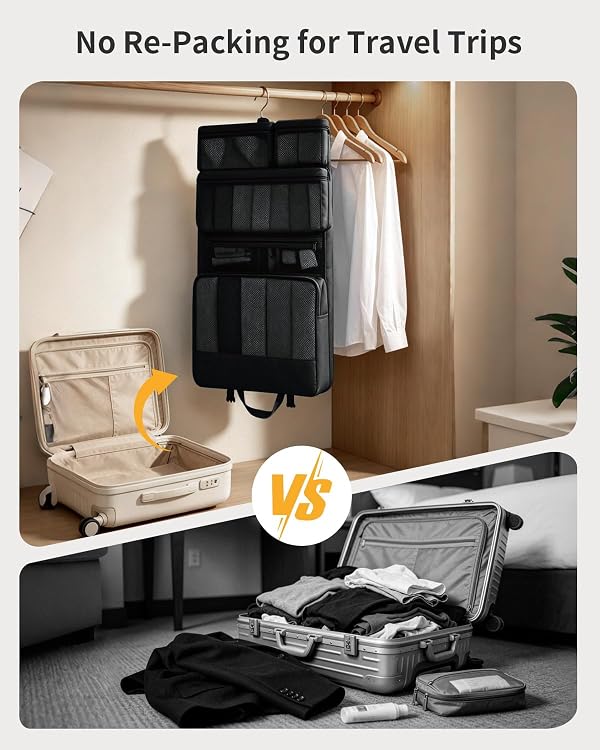 ECOHUB Hanging Travel Closet Portable Luggage Organizer Packing Bag,Black by ECOHUB - Used condition - Image 4