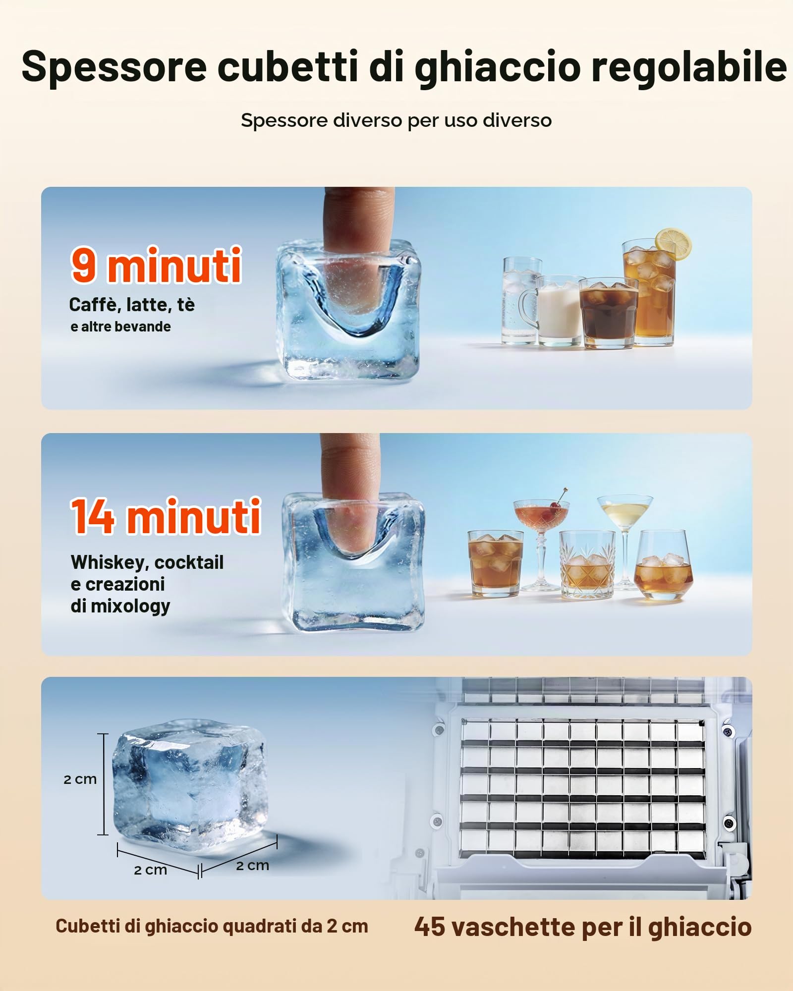 VEVOR Macchina Cubetti di Ghiaccio Commerciale 54,4 kg/24 h Acciaio Inox | Fabbricatore di Ghiaccio Capacità Stoccaggio 8,6-15 kg, Spessore Regolabile, Display LED Funzione Autopulente Bar Hotel