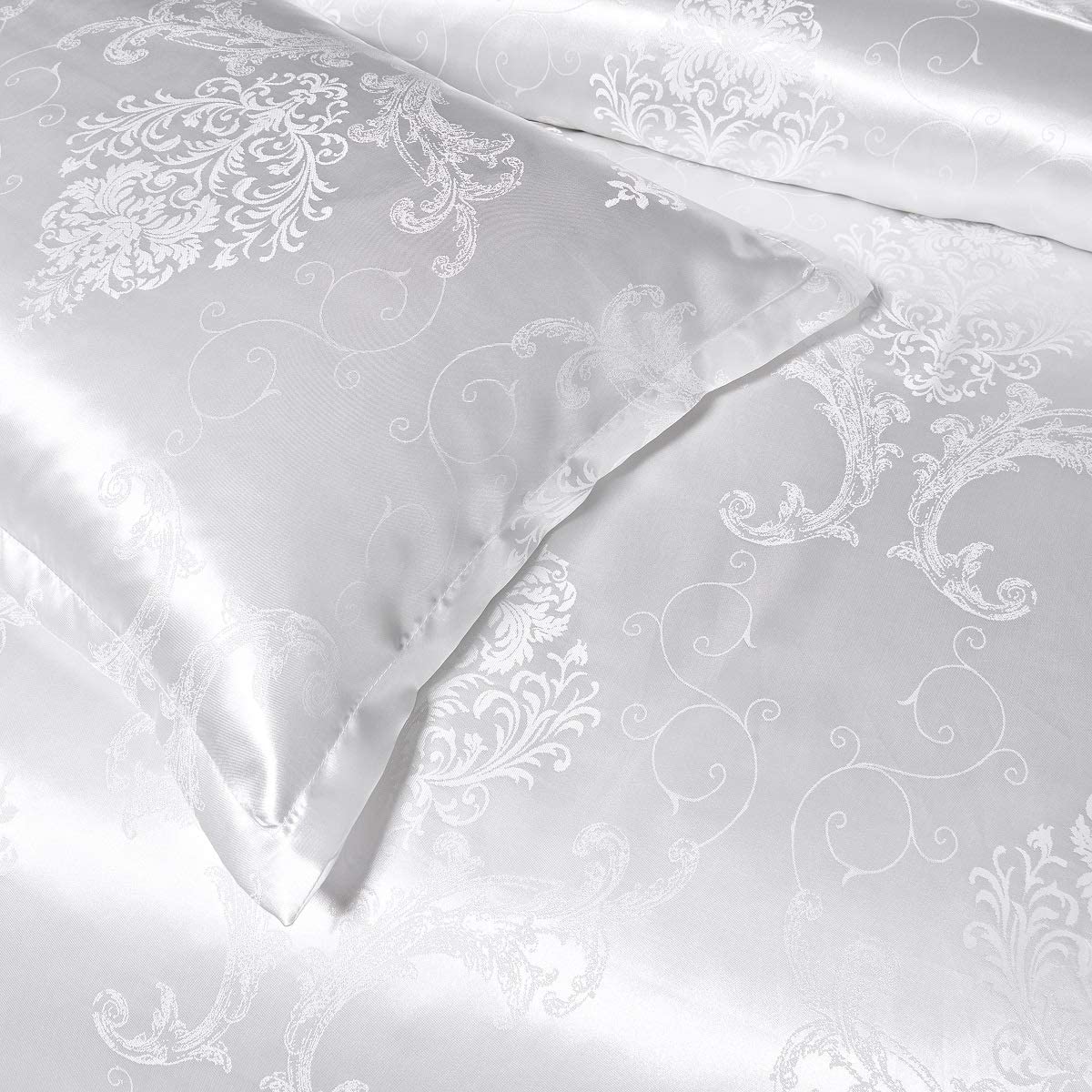 Beddengoed 135 x 200 cm, 4-delig, groen, wit, bladeren