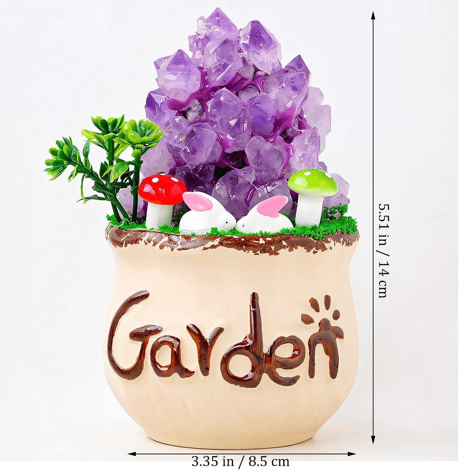 Feng Shui Modern Natural Amethyst Cluster Bonsai Crystal Decor, Crystal Healing Unique Home Office Desk Decoration for Women, Handmade Trinkets for Shelf Decor