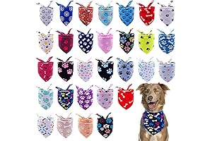 30-Pack Paw Print Dog Bandanas for Medium Dogs: Stylish and Comfortable Bandanas...
