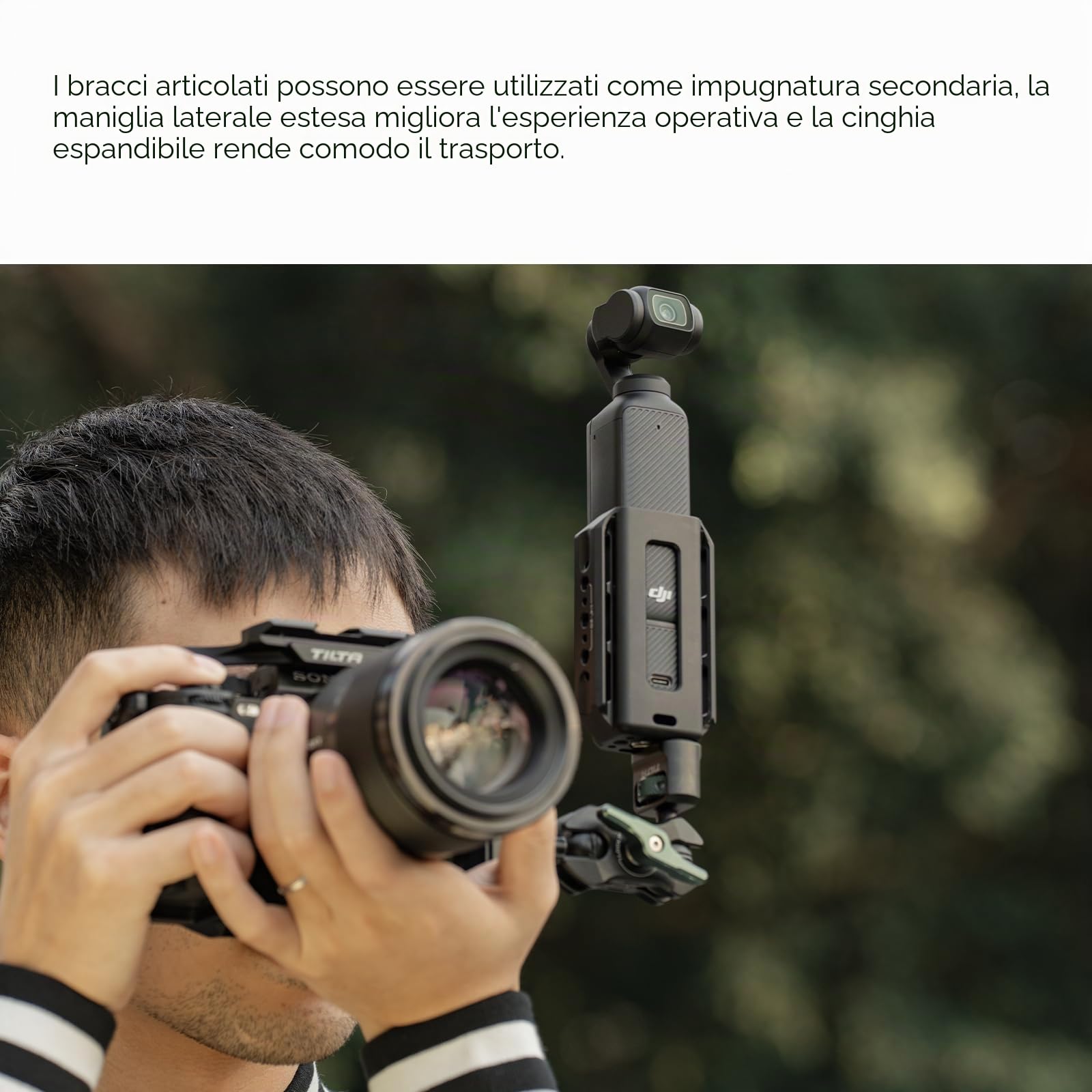 Tilta Pocket 4 Cage Adattatore di Espansione per Pocket 4 Pro Pocket 3, Accessori per la Gabbia della Fotocamera per Osmo Pocket 3/4/4P con Filettature da 1/4"-20 Guide NATO - Alluminio TA-T65-AME-B