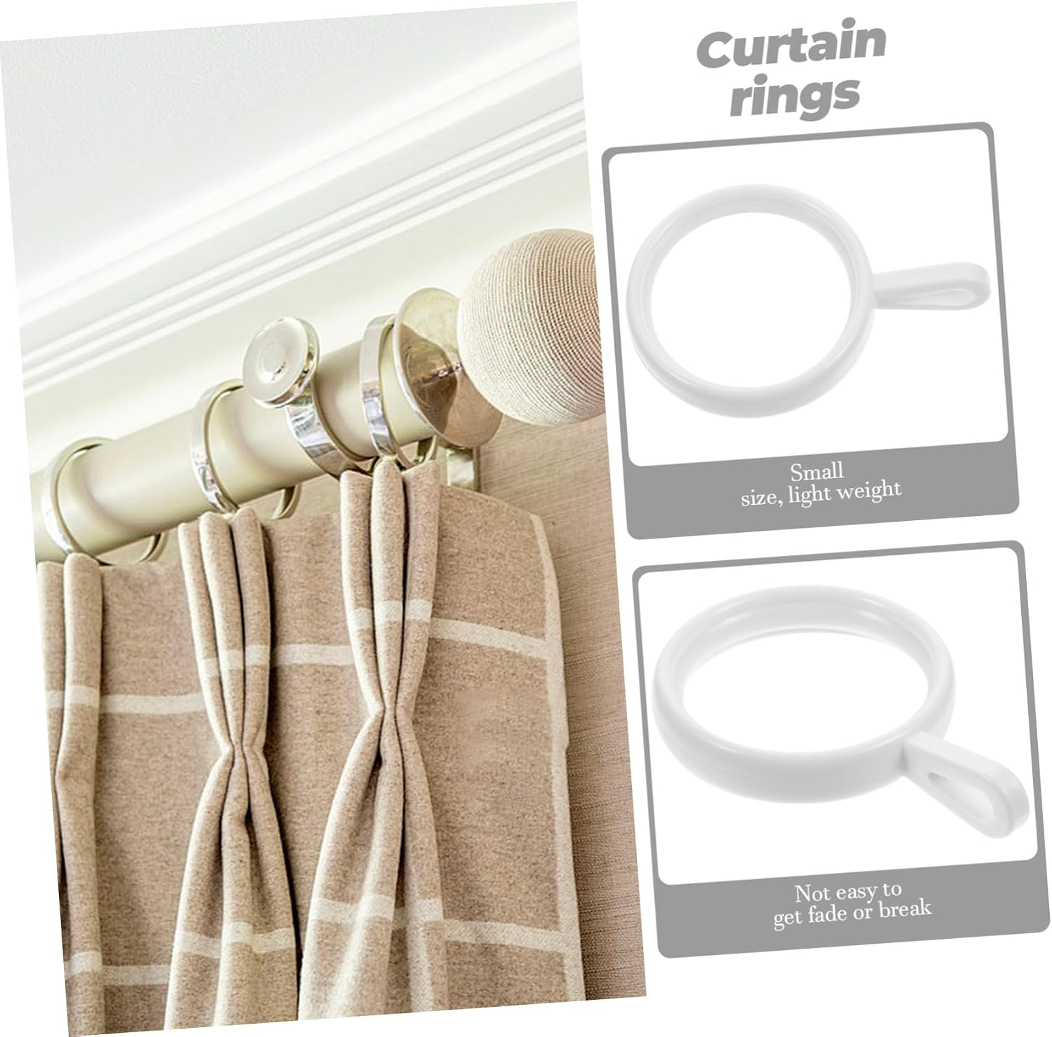 190pcs Eyelet Curtain Thickened Drapery Hooks for Easy Installation Silent Shower Curtain Accessories Versatile Use for Home Decor and Bathroom