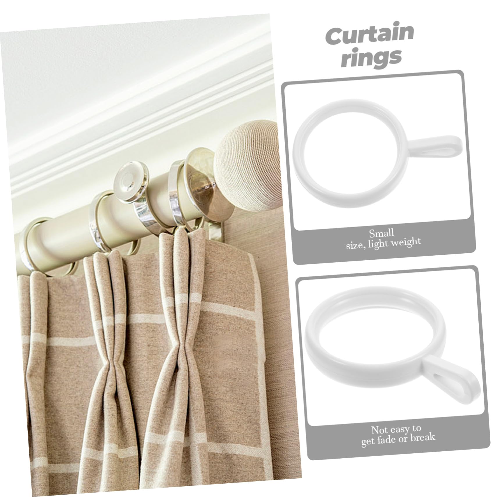 Anneaux à Œillets de Fixation pour Rideaux, 190 Pièces en PP Blanc