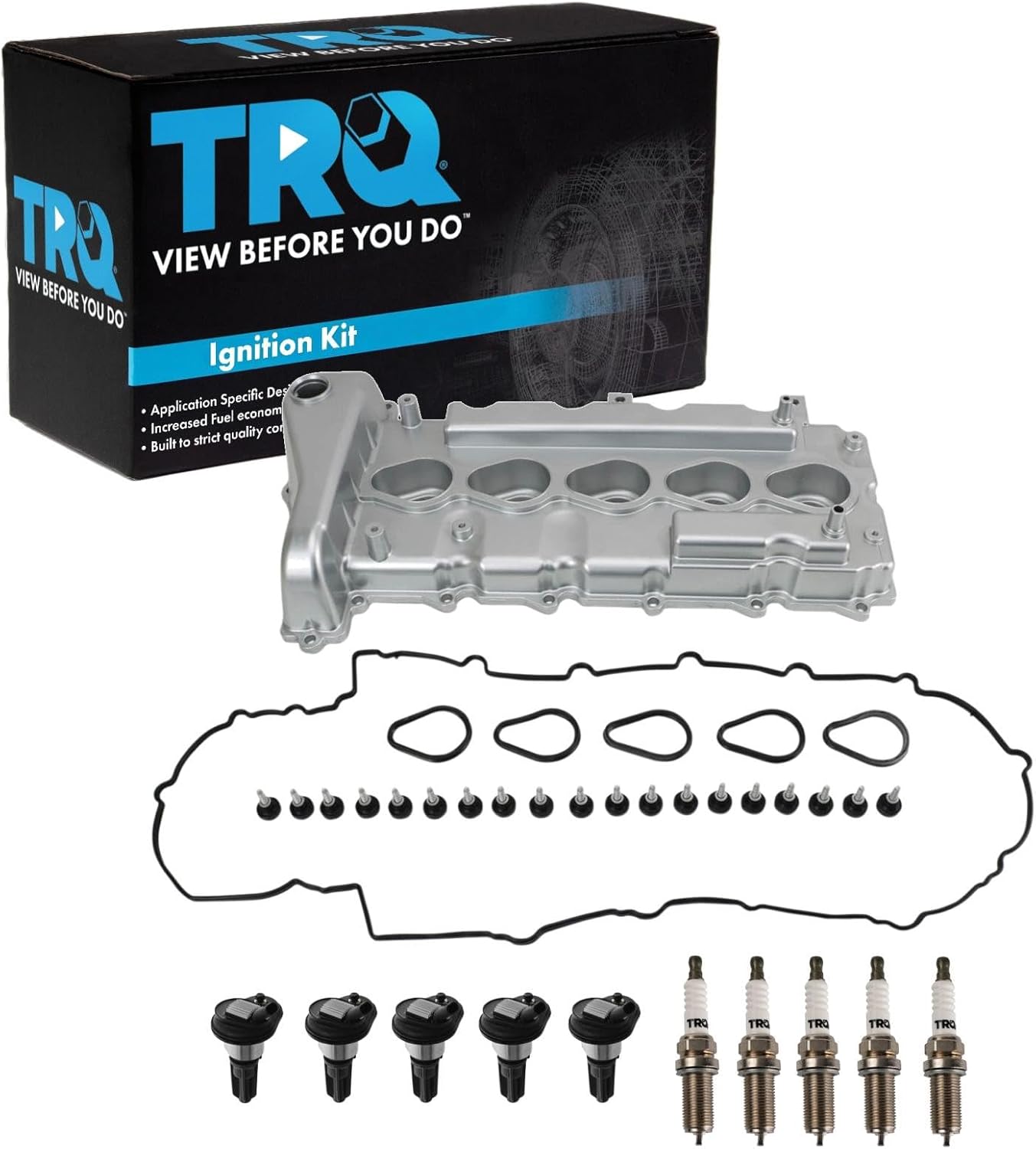 TRQ Ignition Coil and Spark Plug Kit 11 Piece Iridium Spark Plugs Valve Cover Compatible with 2004-2006 Chevrolet Colorado 2004-2006 GMC Canyon 2006 Hummer H3