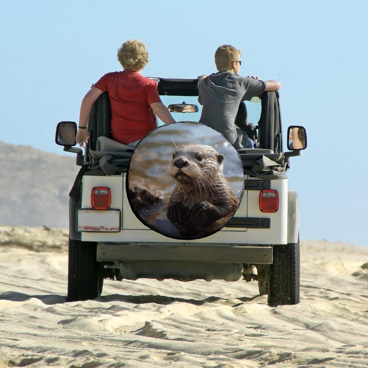 Universal Spare Tire Cover Waterproof Wheel Covers Car Tire Protector Otter Playing in The Water Wheel Protector Dustproof Wheels Tires Cover for RV SUV Truck Camper Trailer 26inch