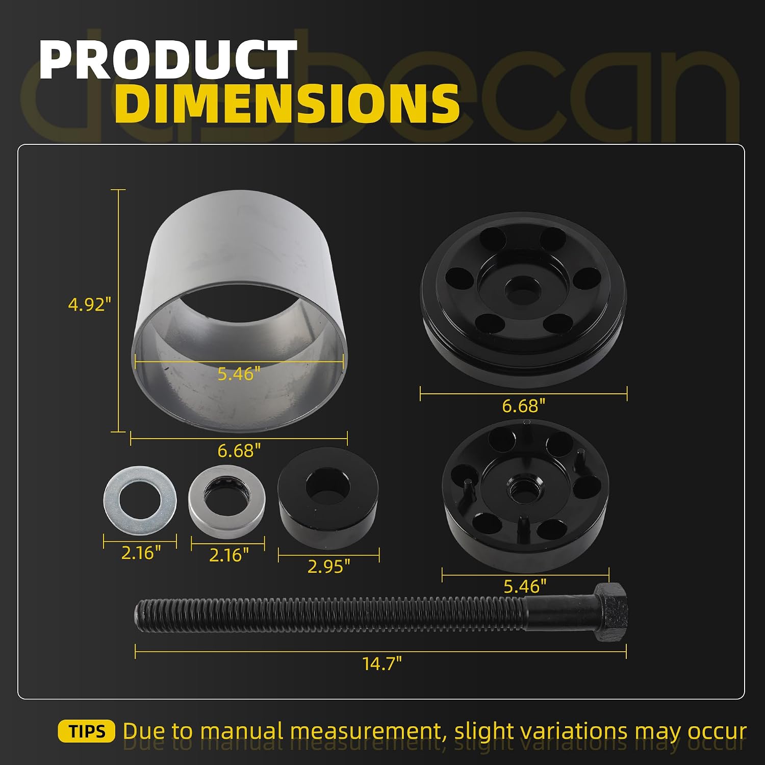 Dasbecan S-24736 Narrow Beam Bushing Installation Removal Tool Kit for Hendrickson Turner Vantraax S-26321, Bushing Installer for TRB5914-T HE9BL-T E-14634 22-924 500410 AA00003037 S24736