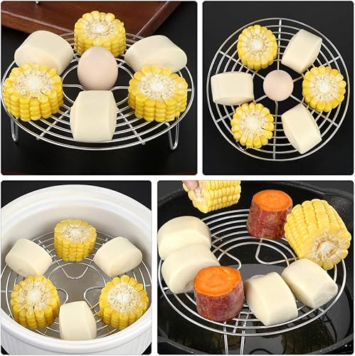 Miniatura 8 de Estante de acero inoxidable multiusos redondo para cocinar al vapor y hornear ollas a presión instantáneas y ollas de caldo