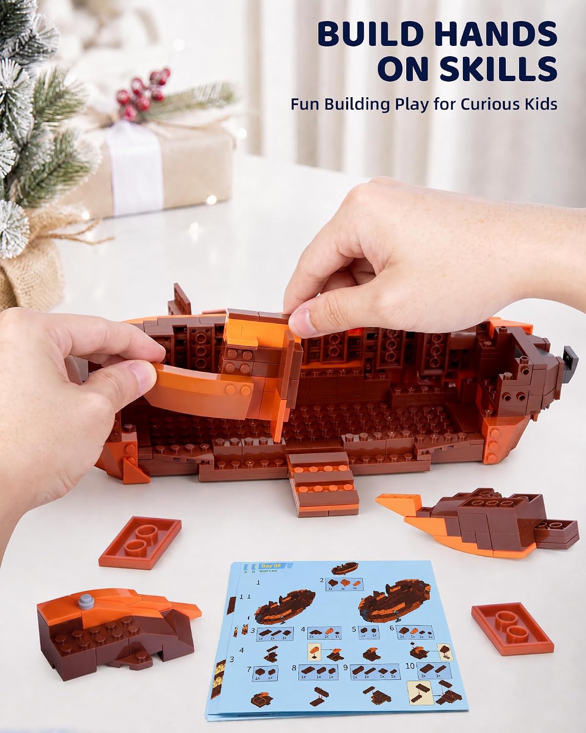 Noah's Ark Building Blocks Advent Calendar 2026, 24 Days Christmas Countdown Building Toy Calendar with Noah, Animal Figures and Ark Scene, Christmas Gift for Kids Boys Girls Ages 6-12 image 3