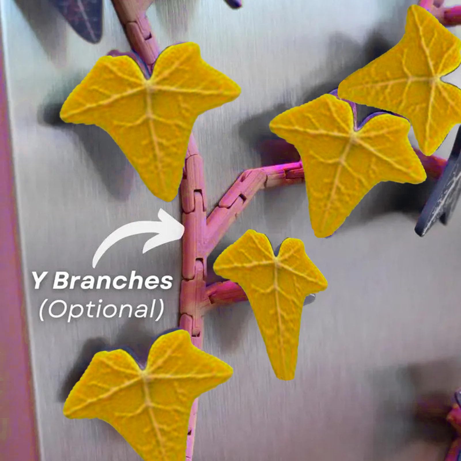 MagnetIvy Lot De 2 Aimants De Réfrigérateur Avec Tiges Articulées Imprimées 3D Pour Réfrigérateur, Aimants Puissants Pour Faux Lierre