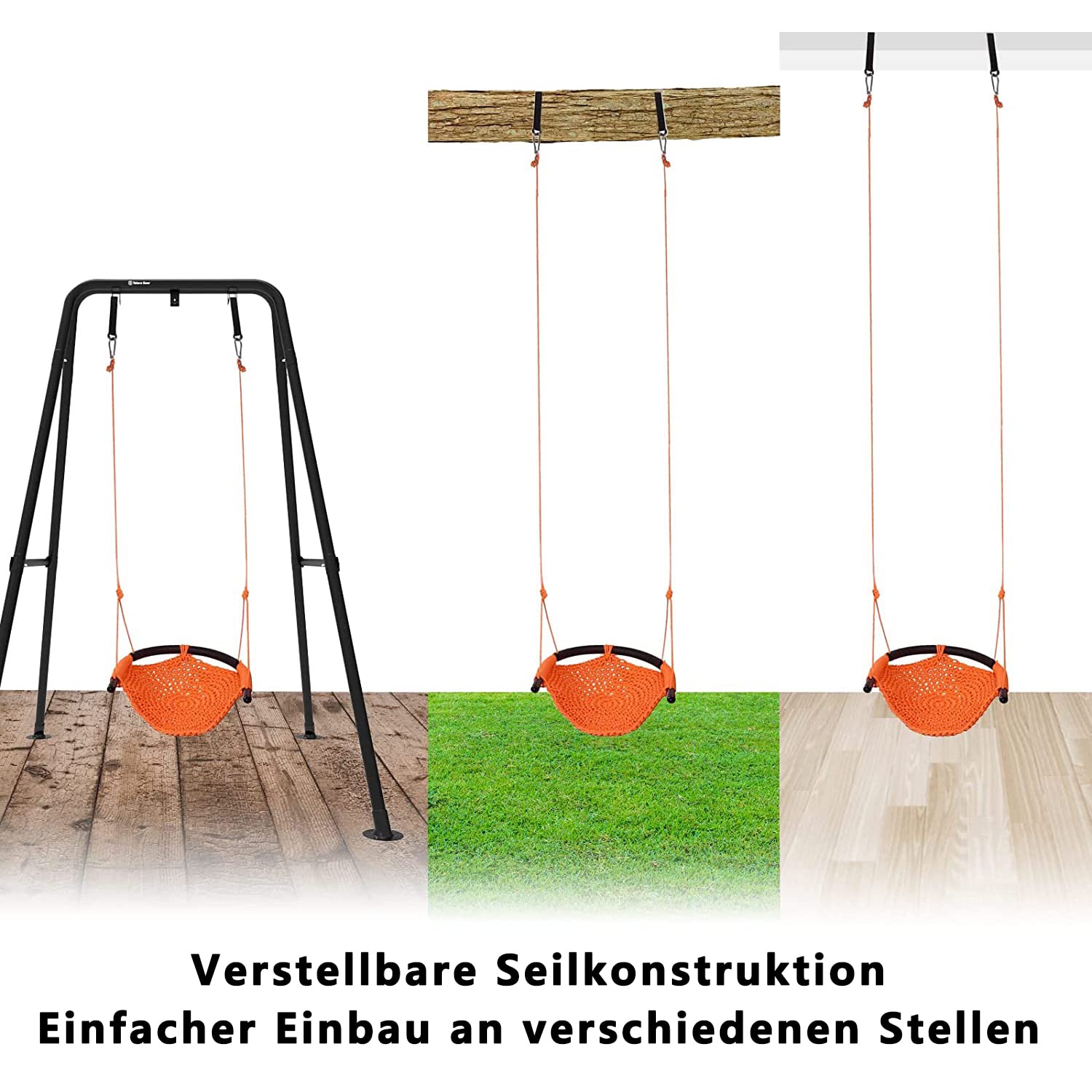 Schommelstoel Voor Kinderen Met Verstelbare Touwen, Handgebreide Kinderschommel Geweldig Voor Boom, Buiten, Binnen, Speeltuin, Achtertuin( Color:groente
