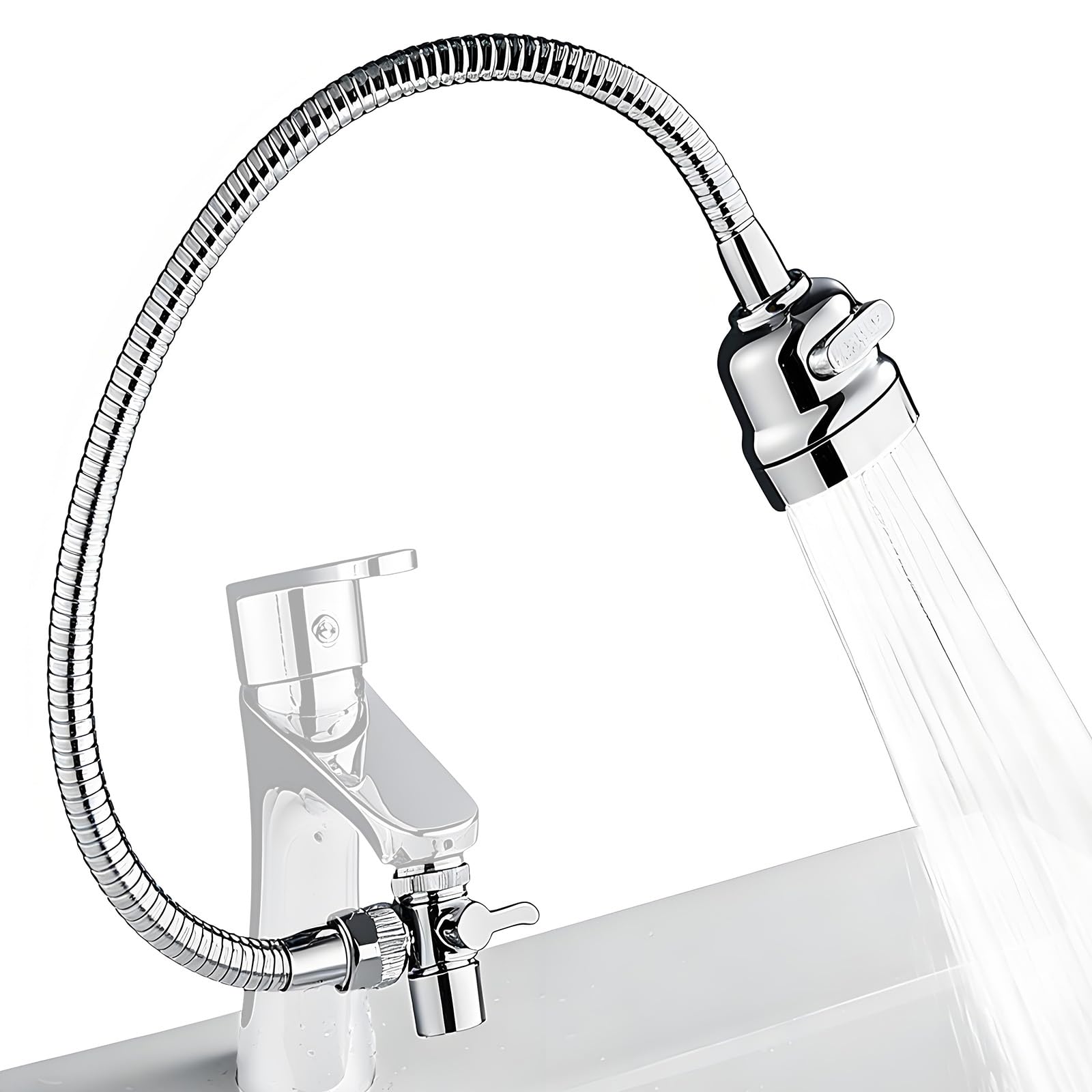 Prolunga Rubinetto Cucina, Aeratore Rubinetto Bagno, Ugello Per Rubinetto, Rotazione A 360 Gradi, Tubo Direzionale Lungo 35 Cm + Distributore + Adattatore