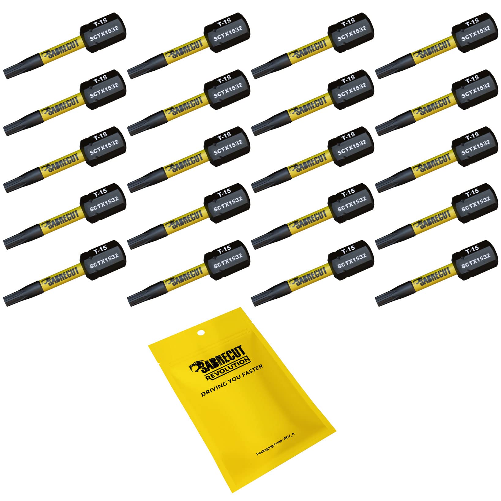 Sabrecut 20 X Sctx1532_20 32Mm T15 Tx15 Magnetic Impact Screwdriver Driver Bits Set Torx Heavy Duty