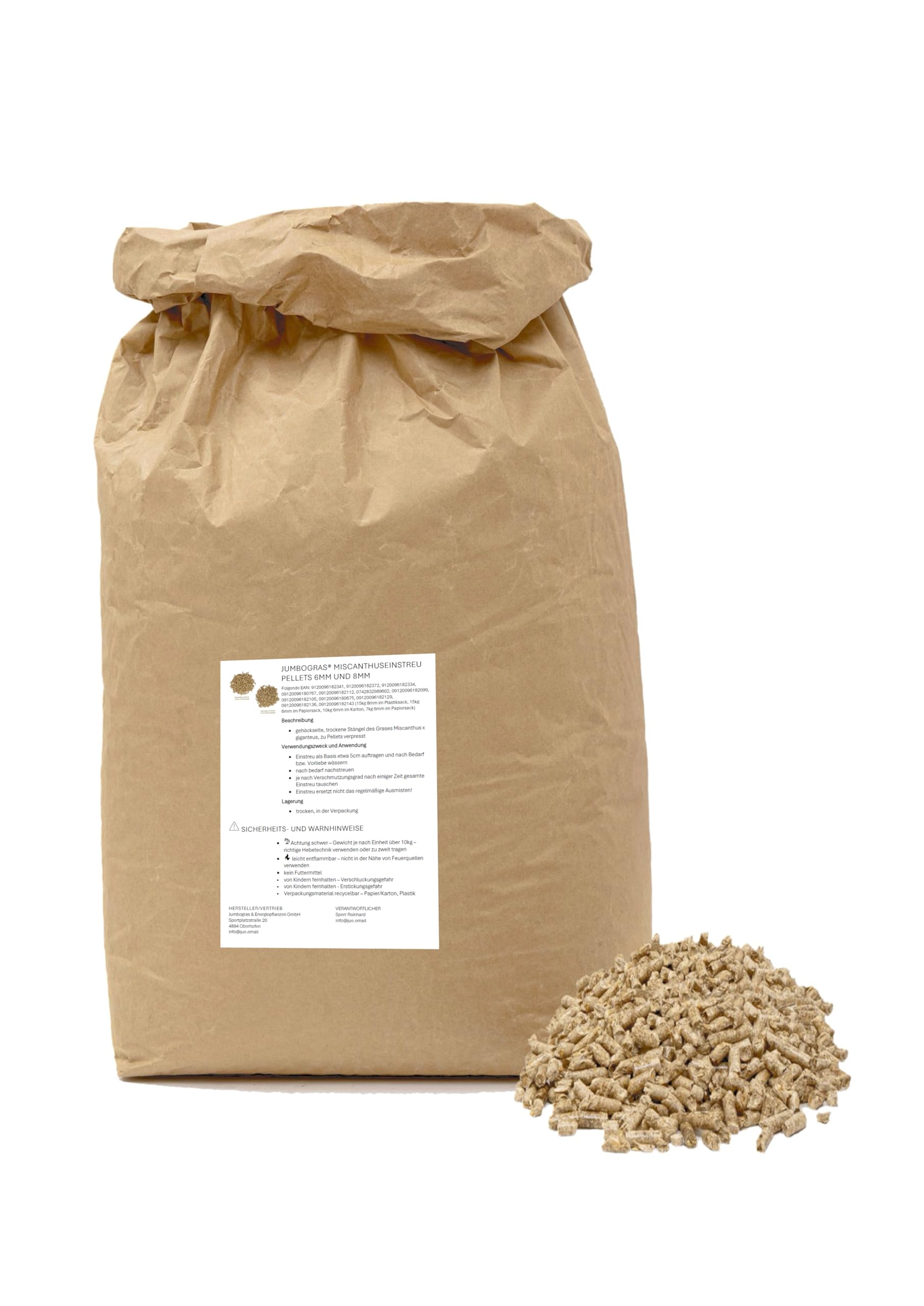 Jumbogras Kleintier-Einstreu Pellets aus Miscanthus/Elefantengras für Hasen Kaninchen Maus Vogel Meerschweinchen - Kleintierstreu/Hamsterstreu statt Stroh- u. Hobelspäne für Käfig & Stall (2x15 kg)