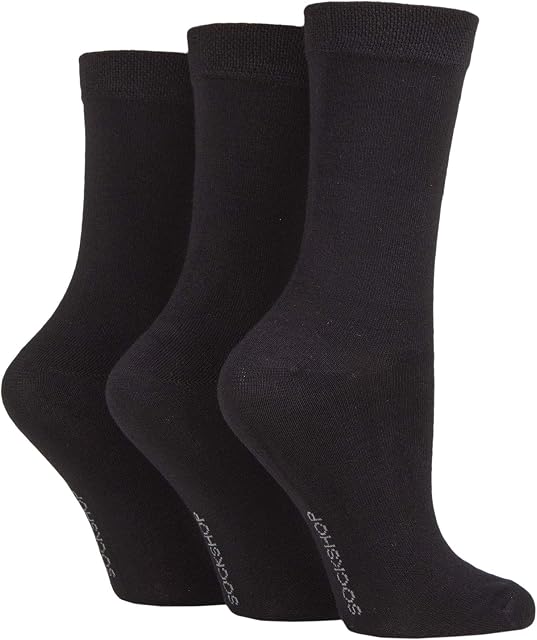 SOCKSHOP Ladies Plain Patterned and Striped Bamboo Socks Pack of 3