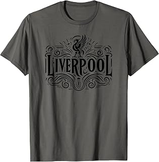 Liverpool England Ornate Black Print T-Shirt