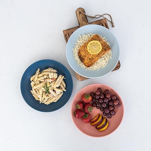 Miniatura 50 de Grow Forward Tazones de paja de trigo prémium para pasta, 30 onzas, irrompibles, anchos y poco profundos, juego de 6 cuencos de plástico