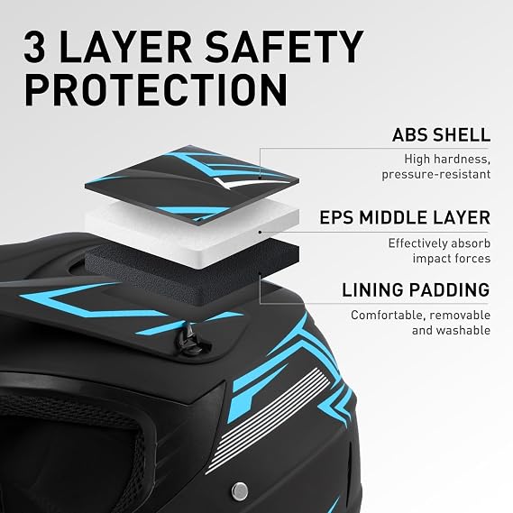 SPARK DOT Certified Youth Motocross Helmet Kids Dirt Bike Helmets - Full Face, Lightweight & Breathable for Off-Road E-Bike BMX MX ATV (with Gloves Goggles Mask) 4Pcs Set