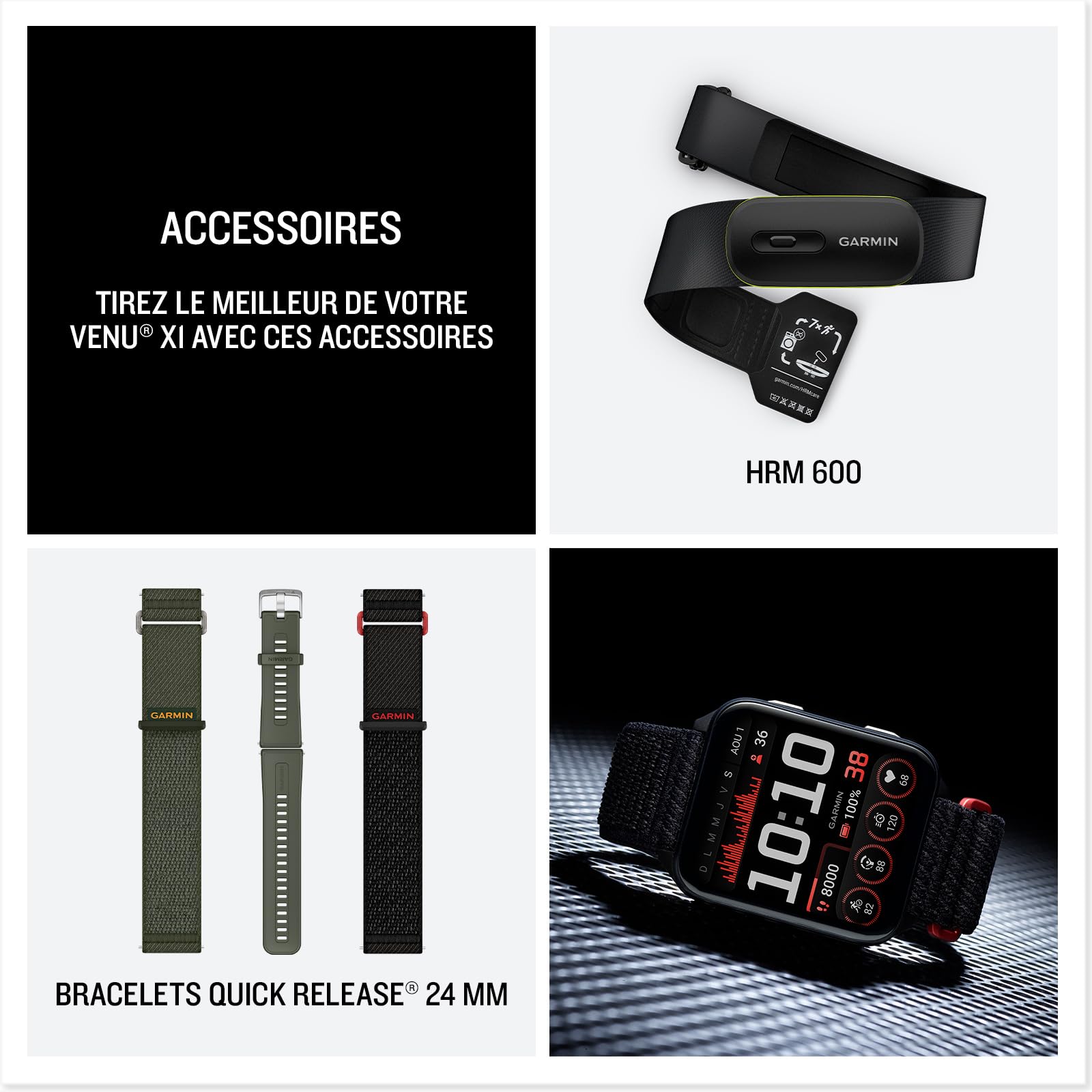 Garmin Venu X1 Montre connectée GPS écran AMOLED 2″ Boîtier Ultra Fin 8 mm Bracelet Nylon ComfortFit Vert Mousse