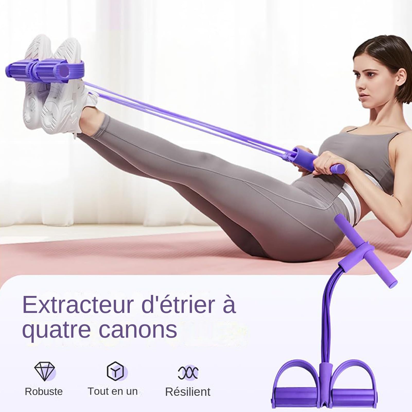 Bande De Résistance Avec Pédale De Traction – 4 Tubes élastiques, Fitness Multifonction Pour Débutants