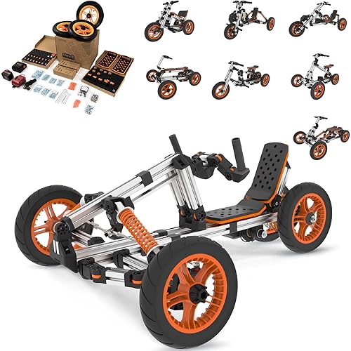 Modular Ride On Toys for Kids, 18V Electric Go Kart, Buildable STEM Car, Constructibles Over 15 Electric Vehicles, Battery Powered, Educational Creative Play for Boys and Girls