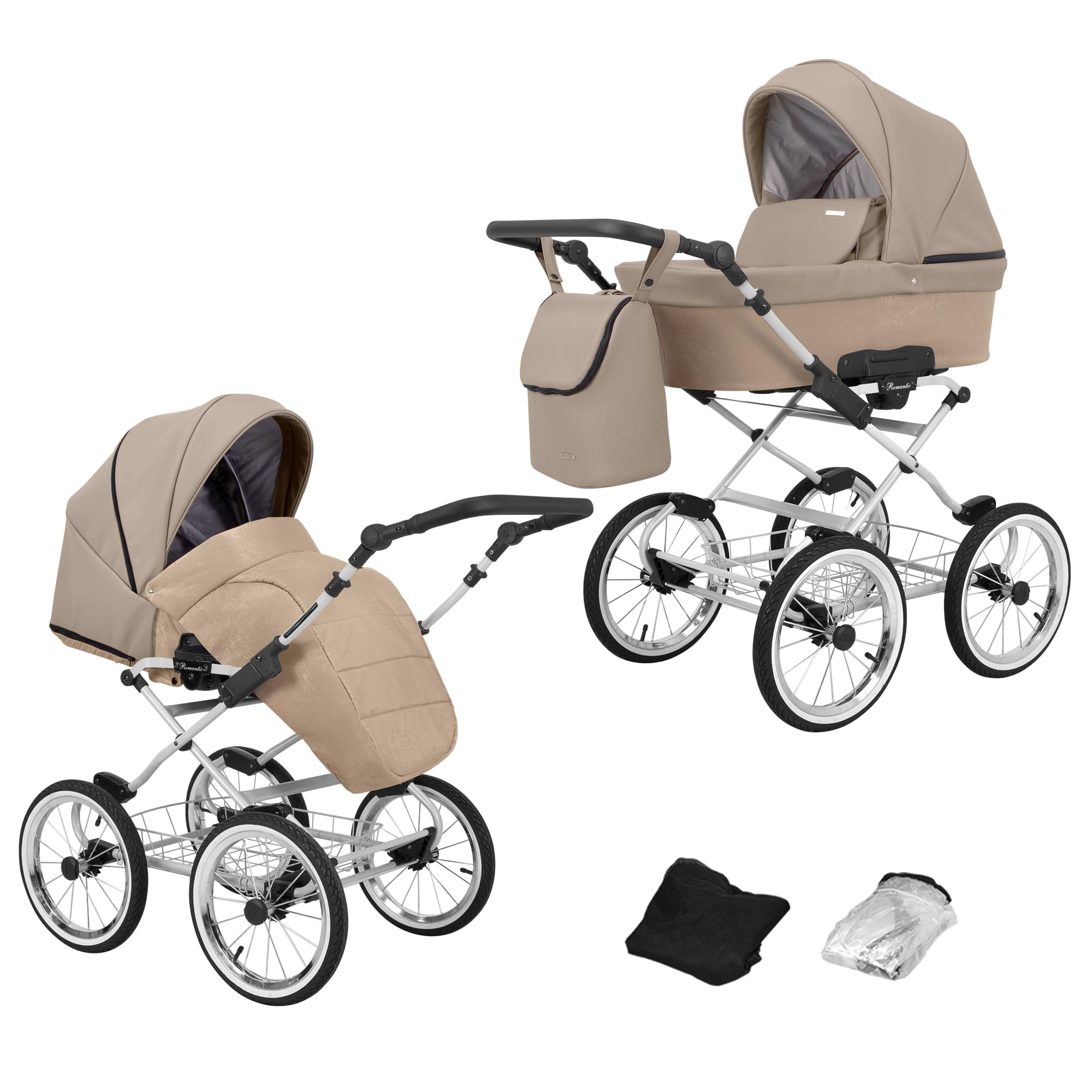 Poussette landau bébé 2 en 1 nacelle bébé Kunert ROMANTIC retro 2en1 pousette 2 in 1 accessoires