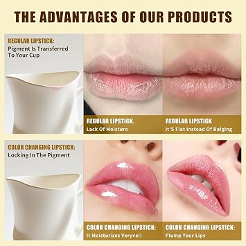 Sulily Color Changing Lipstick, pH Skin-Adaptive Lipstick, Clear Lip stick That Changes Color, Ph Lip stick Color Changing Long Lasting & Moisturizing Lip Gloss for Lip Balm, Birthday Gifts for Women