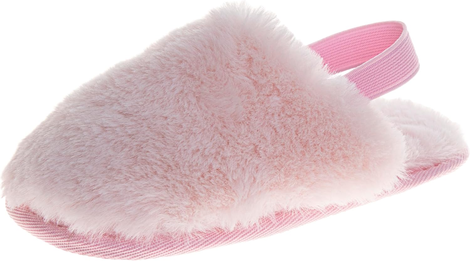 Josmo Kids Fuzzy Slippers for Girls or Boys Plush Slip-On House Shoes Smiley Face Strap Back Cozy Indoor Slides Size 11-13 Little Kids / 1-4 Big Kids
