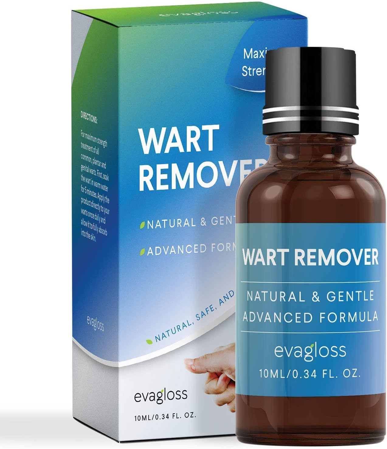 Evagloss Natural Wart Remover, Maximum Strength, Painlessly Removes Plantar, Common, Genital Warts, Advanced Liquid Gel Formula, Proven Results : Health & Household