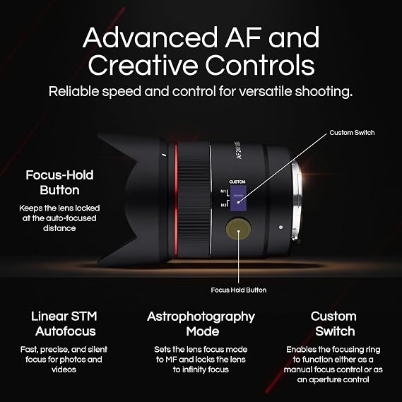 Samyang SYIO2418 24mm F1.8 AF Full Frame Lens, Sony E (Black)