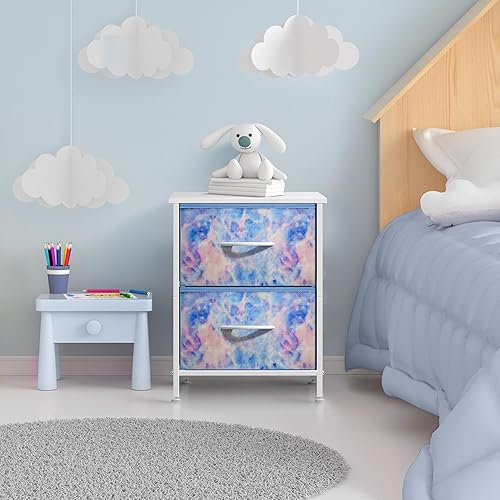 Miniatura 2 de Sorbus - Mesita de noche con 2 cajones - Mueble de noche para niños, mesa auxiliar, estructura de acero, parte superior de madera y contenedores de