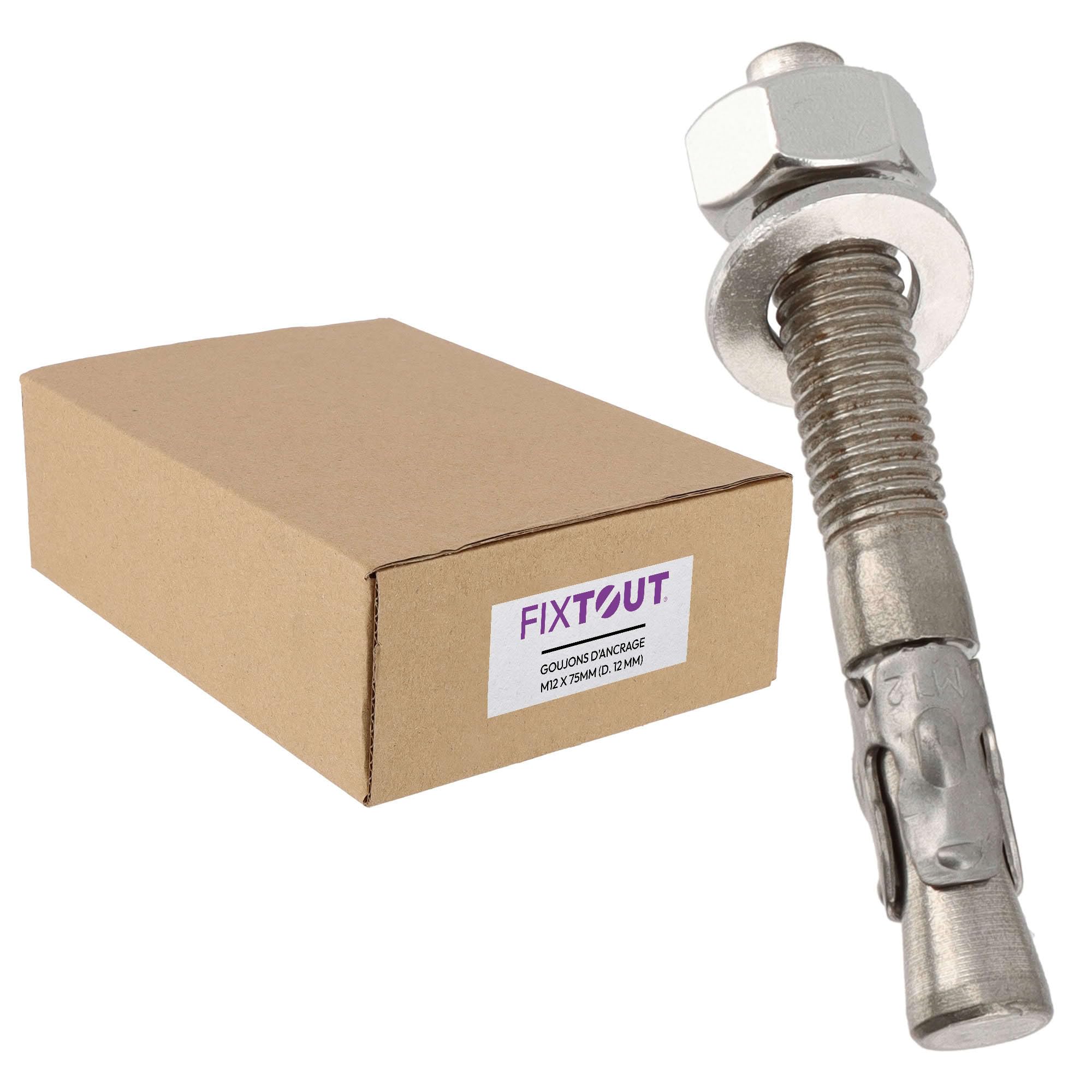Lot de 25 goujons d'ancrage en acier inox A2 M12 - Diamètre 12 mm - Longueur 140 mm - Diamètre 12 mm