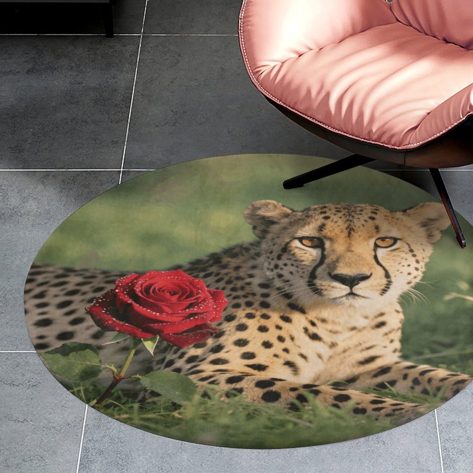 Tapis rond en velours corail antidérapant et absorbant de 0,6 m pour sol