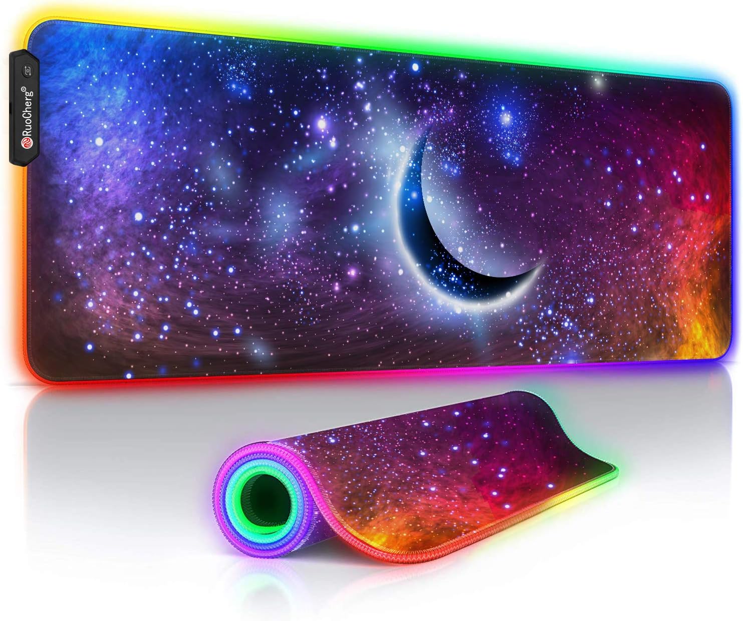 Tappetino Mouse Gaming RGB XL 800x300 Mm – 14 Modalità Di Illuminazione, Superficie In Tessuto Liscio, Base Antiscivolo, Impermeabile E Lavabile, Per PC E Macbook