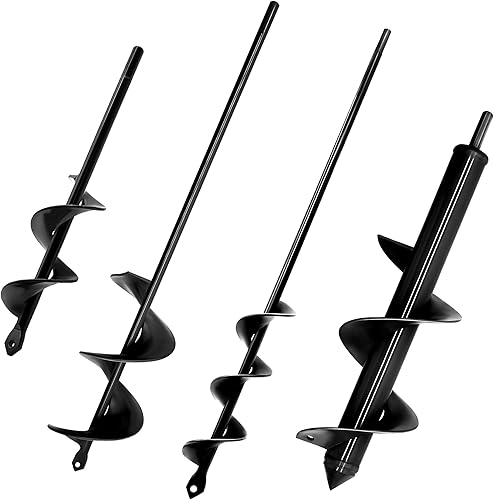 Broca de taladro para plantar 1.6 x 9 pulgadas + 1.6 x 16.5 pulgadas + 2.8 x 16.5 pulgadas + 3 x 12 pulgadas, taladro en espiral de jardín de alta