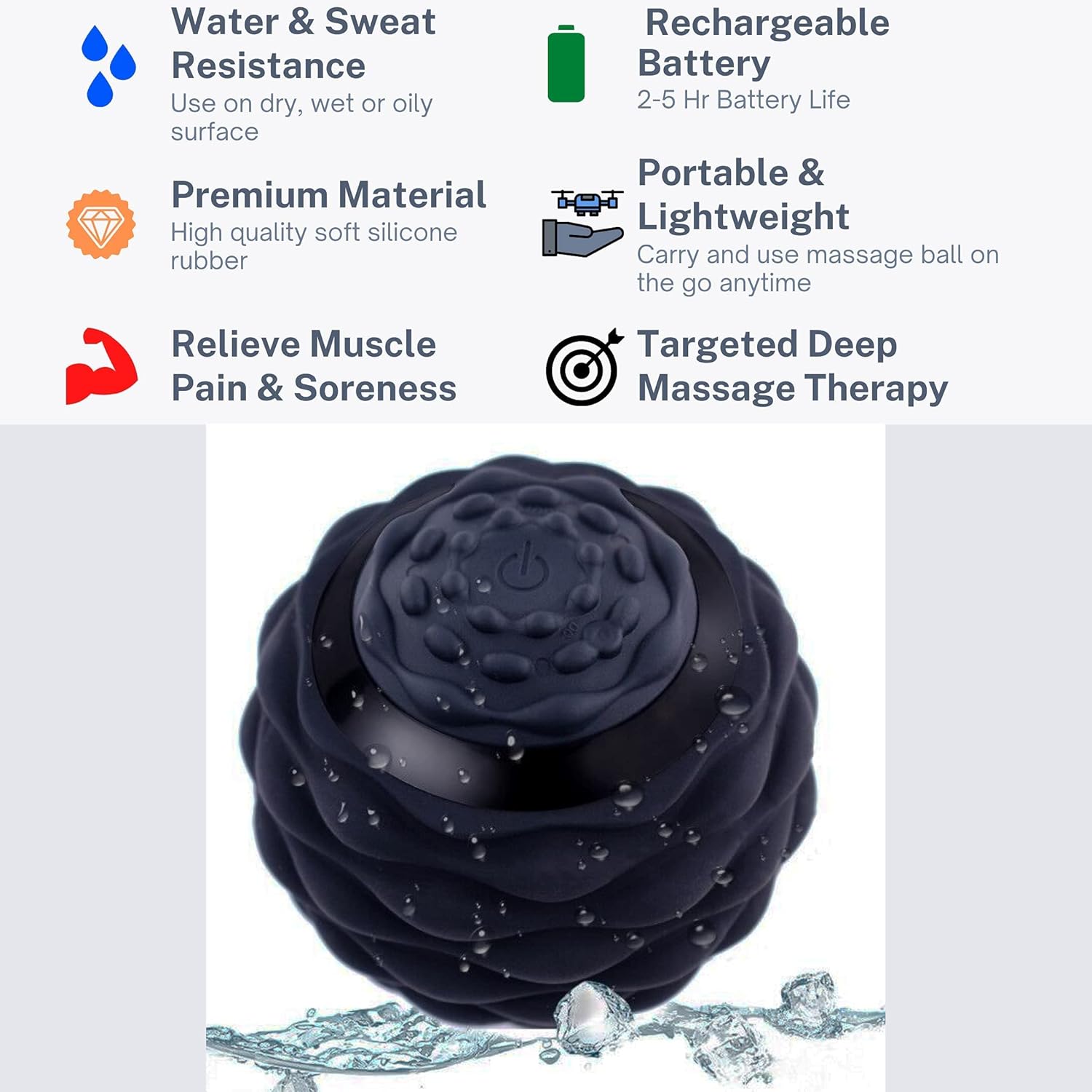 4 Speed High Intensity Vibrating Massage Ball for Deep Tissue, Trigger Point Therapy, Myofascial Pressure Release, Muscle Roller, Foot Plantar Fasciitis, Mobility Rechargeable Washable Acusphere : Health & Household