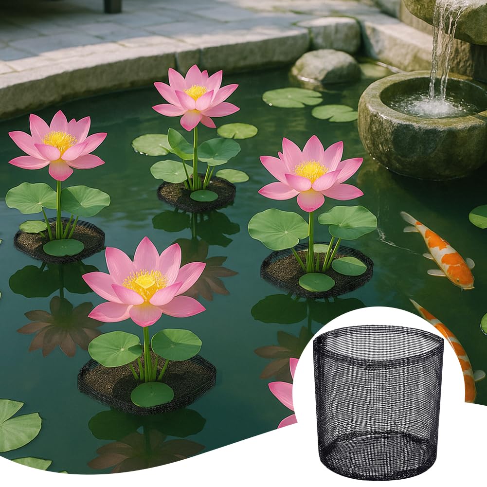 PH PandaHall 4pz Sacchetti per Piante Acquatiche Vaso per Piante da Laghetto da Giardino, Cestini per Piante da Laghetto in Rete Traspirante per La Coltivazione di Piante Acquatiche, 17.5x18.5cm
