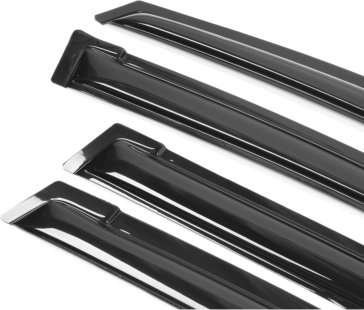 Window Visor Compatible with 2009-2014 Honda FIT 4 Door, Slim Style Acrylic Smoke Tinted & Semi-Transparent Sun Rain Wind Guards Shield Vent by IKON MOTORSPORTS, 2010 2011 2012 2013