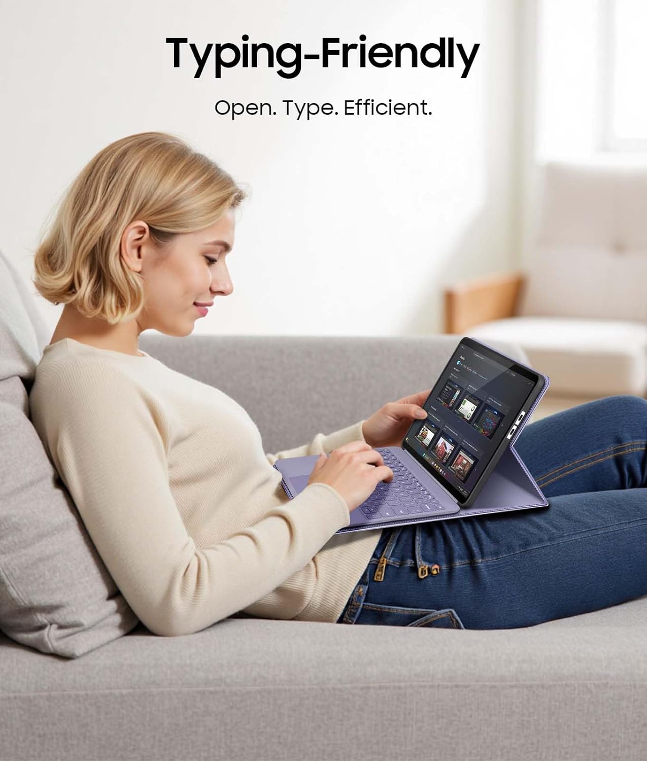 Fintie Protective Case for Microsoft Surface Pro 12 Inch (2025), Multi-Angle Viewing Portfolio Business TPU Back Cover with Pocket & Stylus Holder, Compatible with Type Cover Keyboard (Lilac Purple) - Image 3