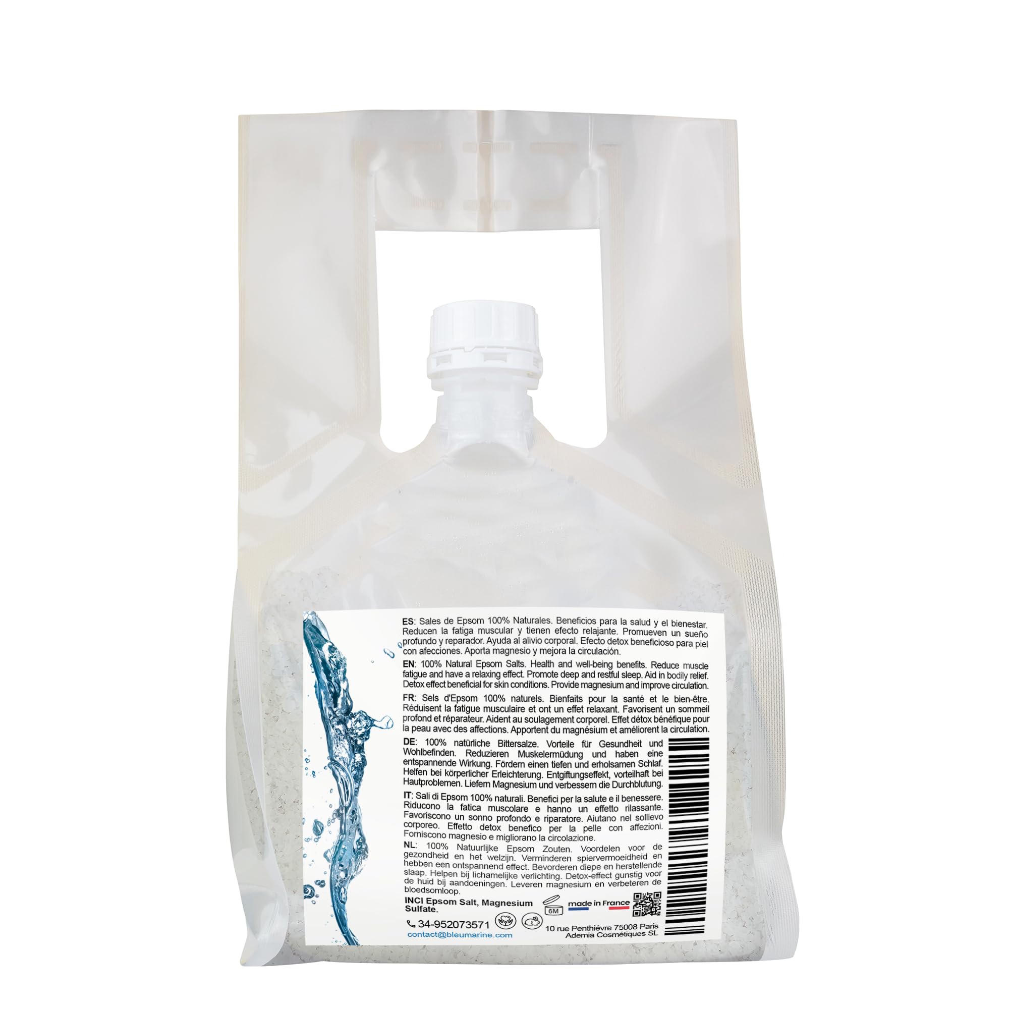 Bleu & Marine Bretania - Sels d'Epsom Magnésium Naturel 6kg | Bain de Pieds, Gommage Corporel, Masque Cheveux | Adoucit, Exfolie la Peau, Revitalise, 6kg