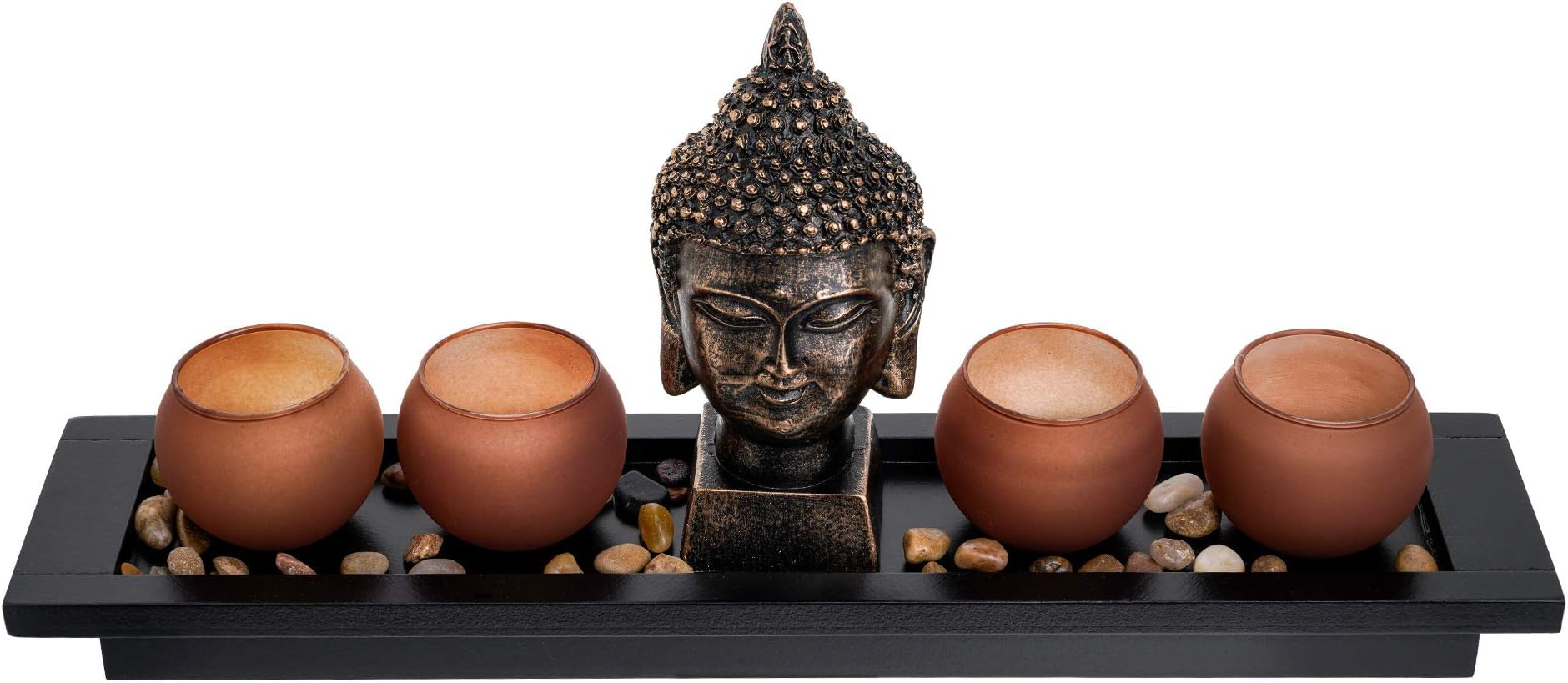 London Boutique Zen Garden Thai Buddha Head Ornament Statue Candle ...