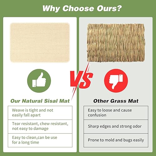 Miniatura 7 de FHTONGE 2 alfombrillas rascadoras de conejo de sisal para ropa de cama de jaula, almohadillas para rascar conejos, alfombrillas de conejo con base