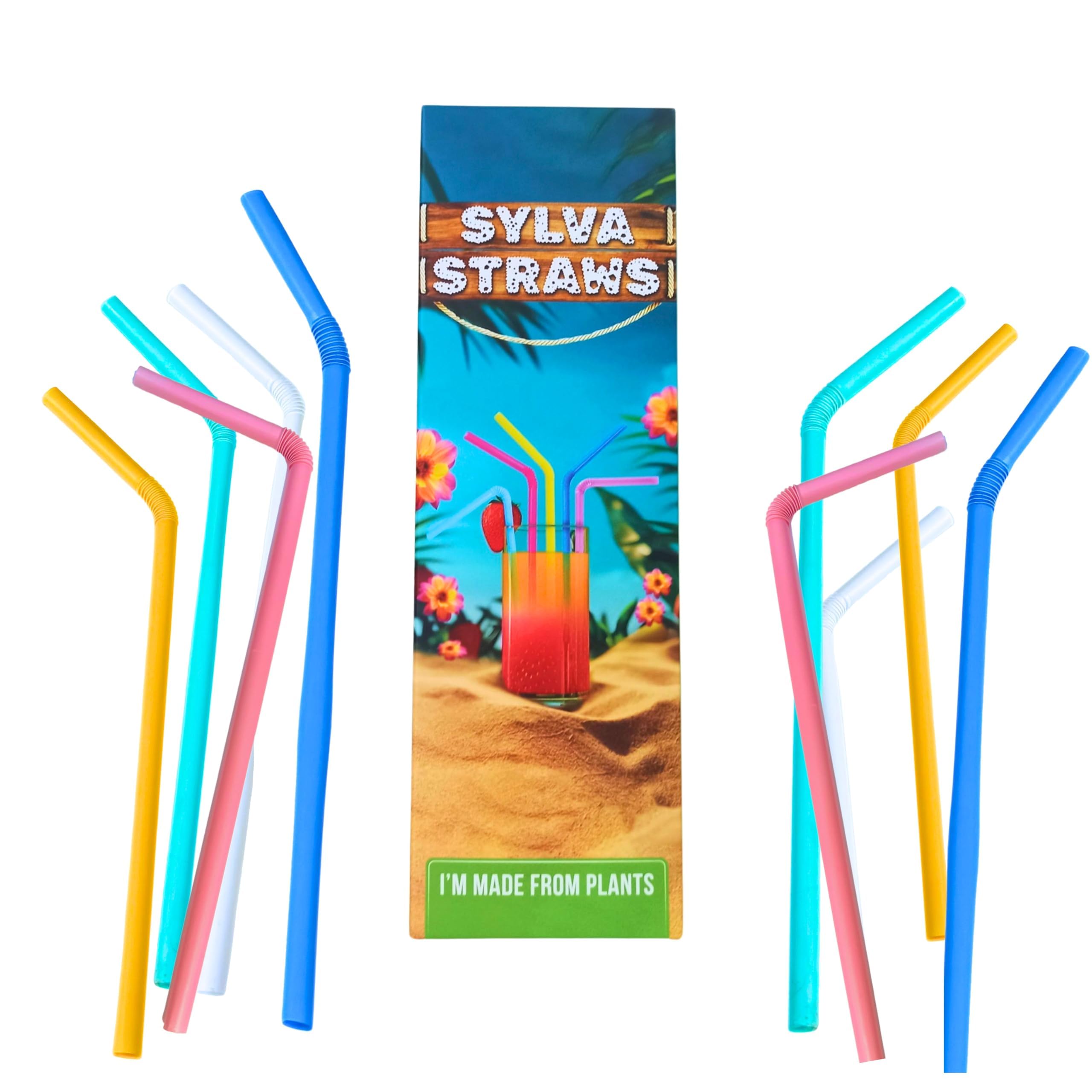 Plant-Based Reusable Straws β Colorful Flexible Drinking Straws Made from Natural Corn for Smoothies, Milkshakes, Slushies β Flexible Straws for Parties & Daily Use (Pack of 100)