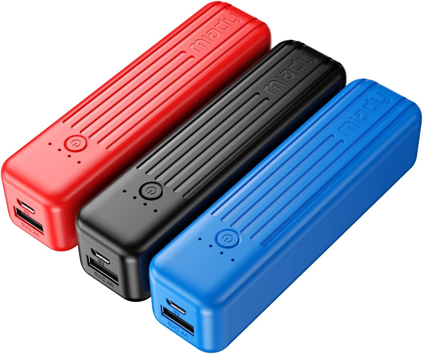 Miady 3-Pack Portable Charger 5000mAh, 3.45oz Lightweight Power Bank, 5V/2.4A Output & 5V/2A Input Battery Pack Charger, Mini Portable Phone Charger for iPhone, Samsung Galaxy and etc