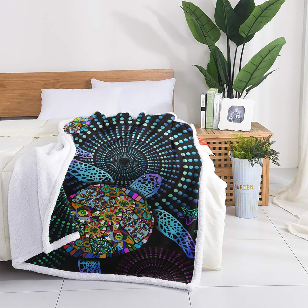 Lunoroey Turtle Blanket Throw Turtle Printed Blankets Throws Soft Sherpa Blanket Sofa Blanket Bed Blanket For All Season Kids And Adults - Image 4