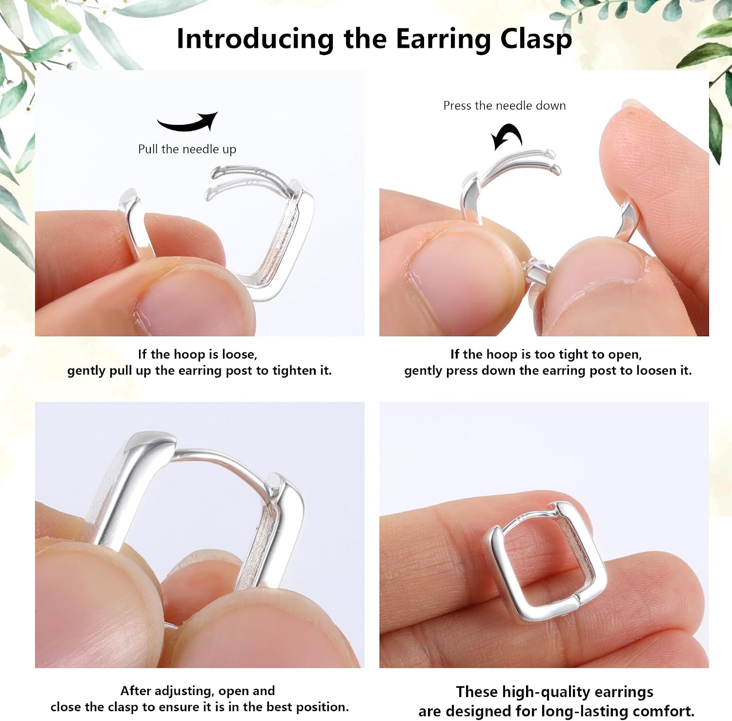 Silver Hoop Earrings for Women Gold Square Huggie Earring for Daily Wear | ALEXCRAFT Hypoallergenic Small Cubic Zirconia Silver Earring Thin Hoop Huggie Earrings for Women Fashion Jewelry Gifts