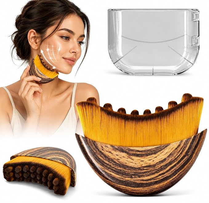 Vn care Lymphatic Contour Face Brush for Sculpting & Drainage – Facial Massager for Jawline, Chin & Neck – Reduces Puffiness, Promotes Detox & Lift – Soft Bristles, Improves Skin Glow, Includes Travel Case