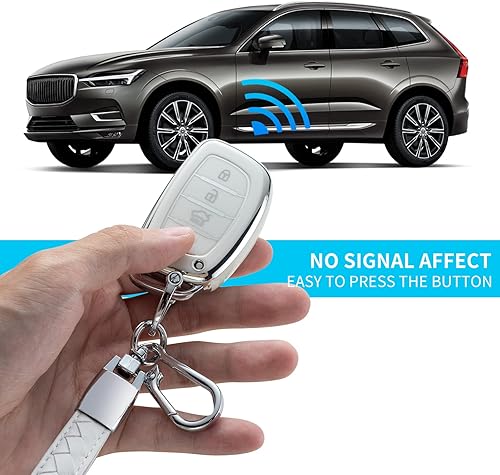 Miniatura 3 de Compatible con funda para llavero Hyundai con cordón de cuero, Blanco